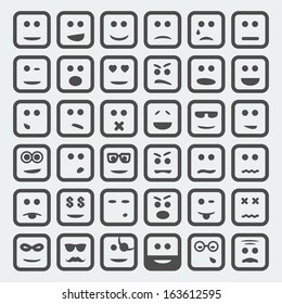 Vector cartoon square faces set