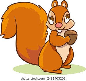 Vector of cartoon squirrel illustration on white