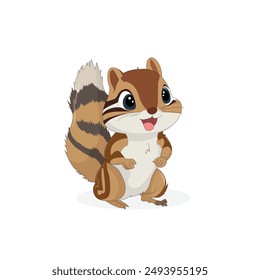 Vector de ilustración de ardilla de dibujos animados sobre fondo blanco