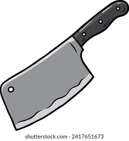Vector Cartoon Stainless Kitchen Cleaver Knife