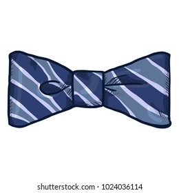 Vector Cartoon Standard Blue Striped Bow Tie. Vintage Fashion Accessory