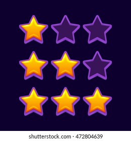 Vector cartoon star icons set. Applicable for game, ui, banner. Eps10 cartoon vector star isolated.