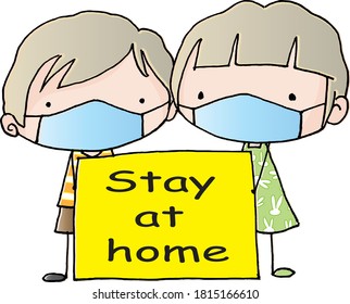 vector cartoon stay at home