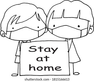 vector cartoon stay at home