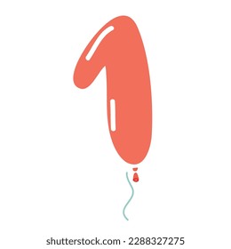 Vector cartoon ste of colored and isolated balloon number shape icon set with. Cute english, latin abc. Elements for decorated, card, Birhday and party. 1, one