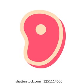 Vector Cartoon Steak Icon Isolated On White Background