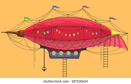 Vector cartoon steam punk dirigible