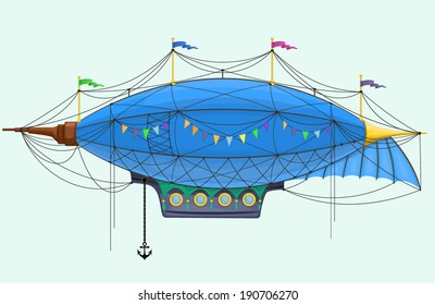 Vector cartoon steam punk dirigible