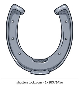 Vector Cartoon Steel Horseshoe Illustration on White Background