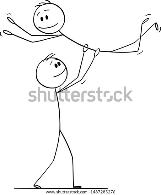 Vector Cartoon Stick Figure Drawing Conceptual Illustration Of Homosexual Gay Couple Of Two Men 0527