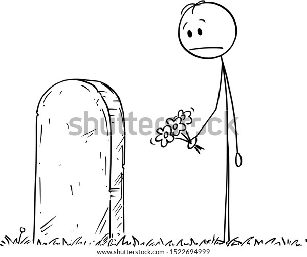 grave with flowers drawing