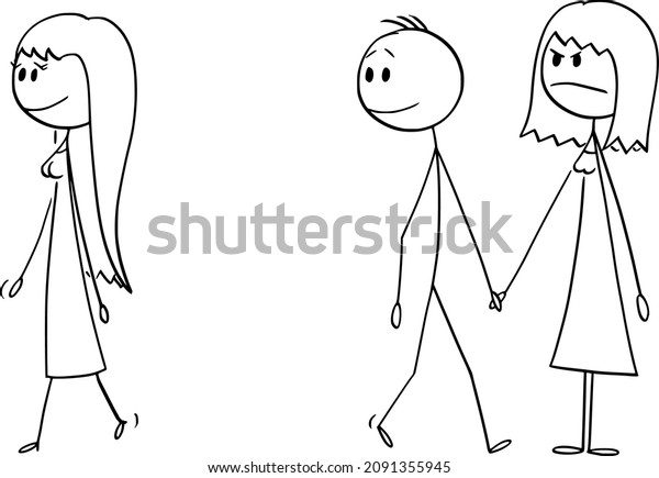 Vector Cartoon Stick Figure Drawing Conceptual Stock Vector (Royalty ...