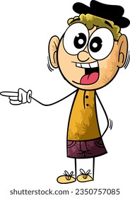 Figura del vector de dibujos animados. ilustración vectorial de varón con sombrero.