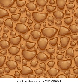 Vector cartoon stone texture in brown colors. 
Seamless pattern with stones. 