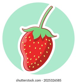 Pegatina de frutas de fresa de dibujos animados