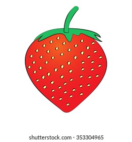 Vector cartoon strawberry on white background.