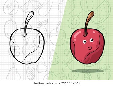 vector cartoon style apple illustration