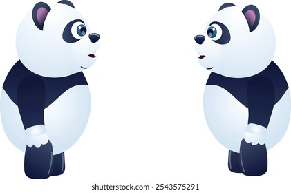 Personagem de panda de bebê estilo cartoon vetor para animação. Diferentes emoções, gestos e poses. Ilustração isolada de vetor.