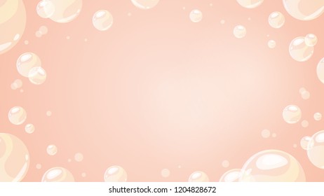 Vector cartoon style background with soap bubbles. Pastel background.
