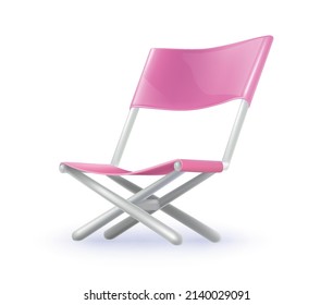Vector cartoon style beach sunbed. Vacation holiday folding chair. 