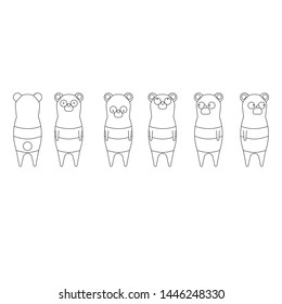 Vector cartoon style bear character, Isolated on white background, Vector