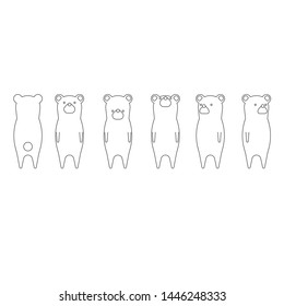 Vector cartoon style bear character, Isolated on white background, Vector