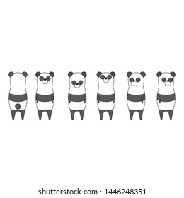 Vector cartoon style bear character, Isolated on white background, Vector