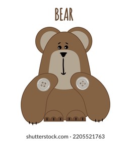 Vector cartoon style bear character for animation. Isolated on white background. The hero of the fairy tale Teremok