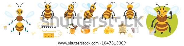 Vector Cartoon Style Bee Cute Character Stock Vector (Royalty Free ...