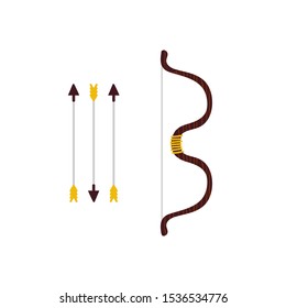 Vector cartoon style bow and arrows isolated on white background.