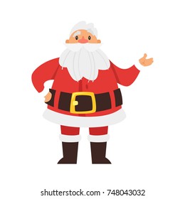 Vector cartoon style Christmas and New Year smiling Santa Claus. Isolated on white background.