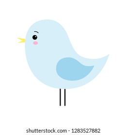 Vector Cartoon style Cute Blue Bird Isolated