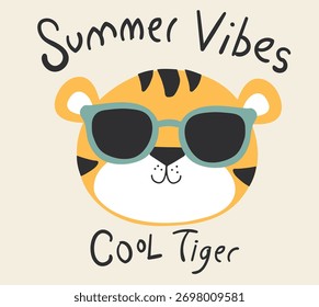 Vector de dibujos animados estilo lindo tigre ilustración 