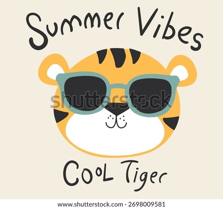 vector cartoon style cute tiger illustration 