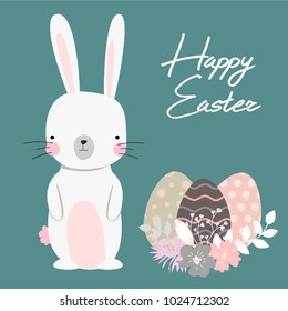 vector cartoon style easter bunny greeting card illustration