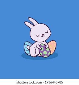 vector cartoon style easter bunny greeting card