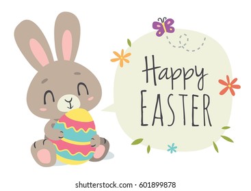 vector cartoon style easter bunny greeting card