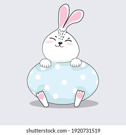 Vector cartoon style of Easter bunny.Happy easter greeting card. 