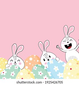 Vektorgrafik-Stil der Osterhase.Frohe Ostern Grußkarte.
