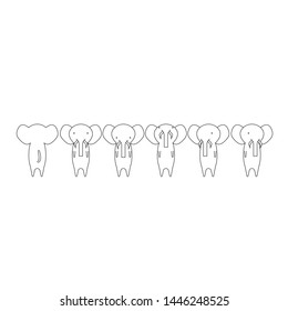 Vector cartoon style elephant character, Isolated on white background, Vector