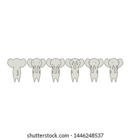 Vector cartoon style elephant character, Isolated on white background, Vector