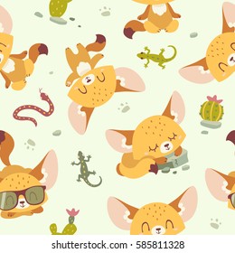 vector cartoon style fenech seamless pattern