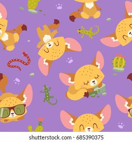vector cartoon style fenech seamless pattern