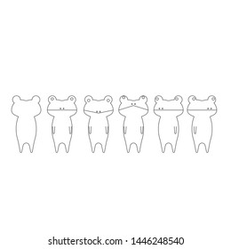 Vector cartoon style frog character, Isolated on white background, Vector