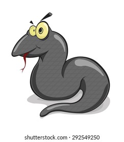 Vector cartoon style funny black snake 