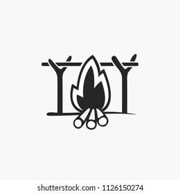 Vector cartoon style of game camp fire sprites for animation. Game user interface  element for video games, computer or web design. Bonfire burning frames. vector icon