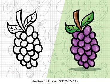 vector cartoon style grape illustration