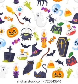Vector cartoon style Halloween pattern.