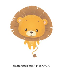 vector cartoon style hand drawn baby lion illustration