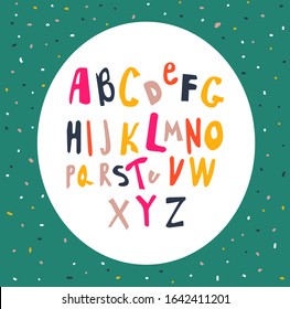 Vector Cartoon Style Hand Drawn Colorful Calligraphy Alphabet Typeface Font
